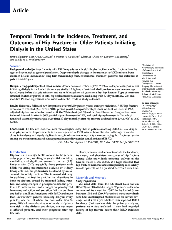 (PDF) Temporal Trends in the Incidence, Treatment, and Outcomes of Hip ...