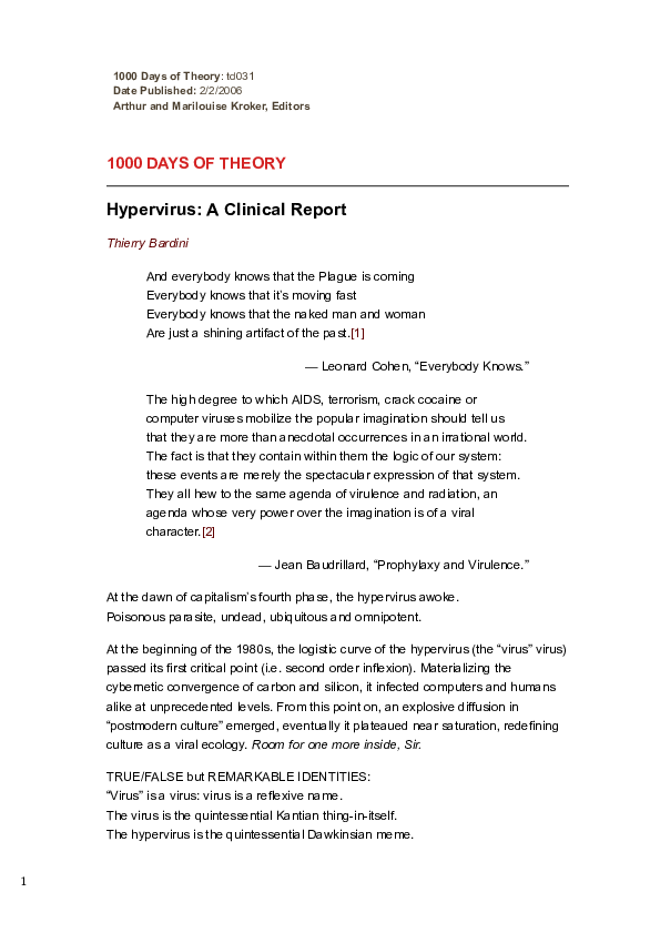 (PDF) Hypervirus: A Clinical Report