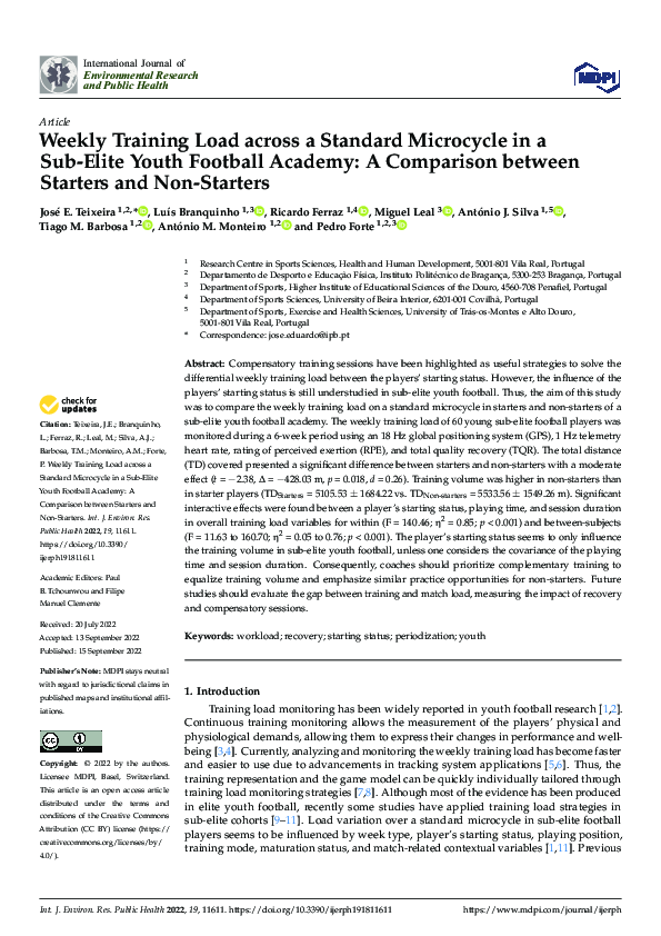 (PDF) Weekly Training Load across a Standard Microcycle in a Sub-Elite ...