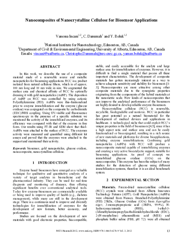 (PDF) Nanocomposites of Nanocrystalline Cellulose for Biosensors ...