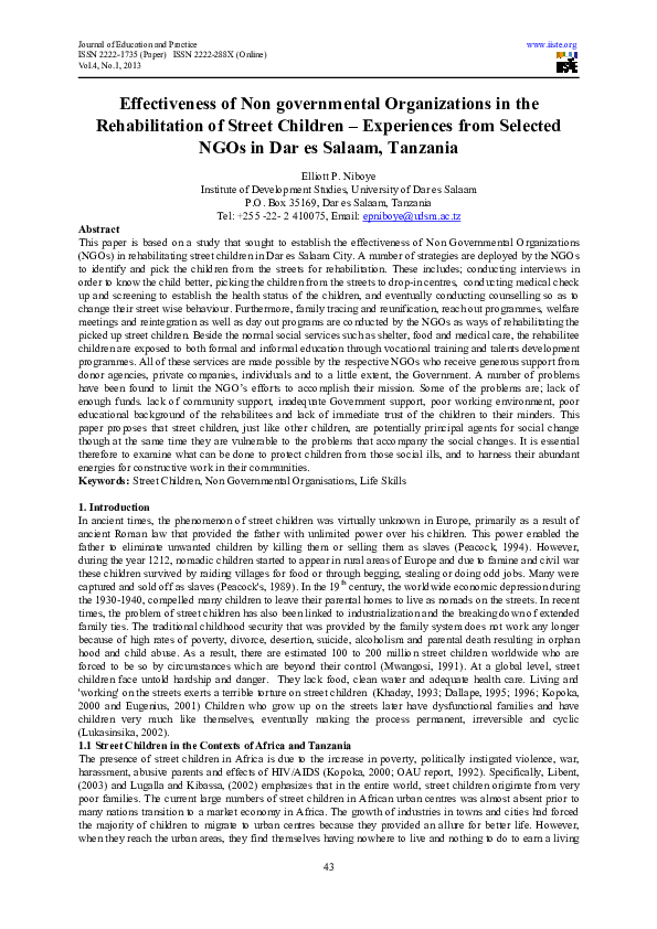 (PDF) Effectiveness of Non governmental Organizations in the ...