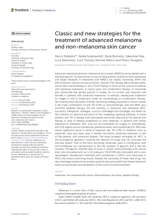 (PDF) Classic and new strategies for the treatment of advanced melanoma ...