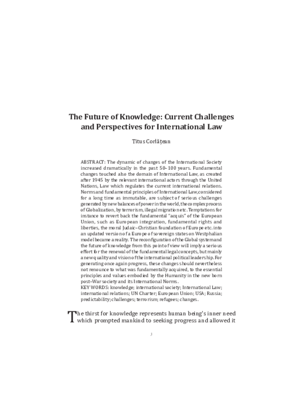 (PDF) The Future of Knowledge: Current Challenges and Perspectives for ...