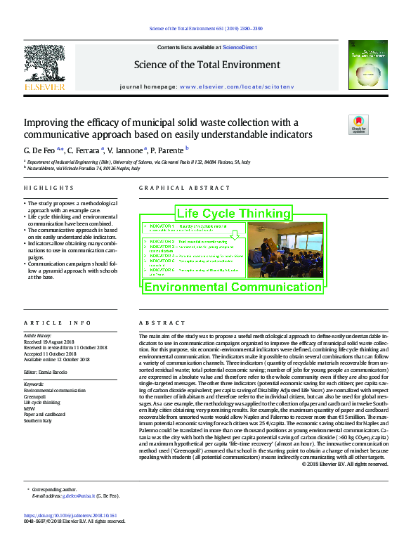 (PDF) Improving the efficacy of municipal solid waste collection with a ...