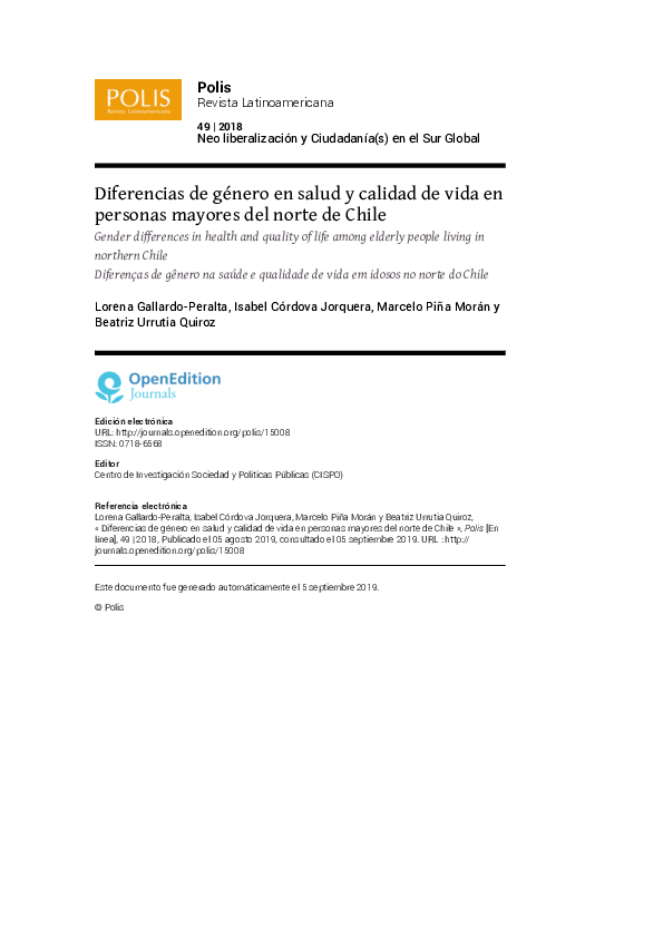 (PDF) Diferencias de género en salud y calidad de vida en personas ...