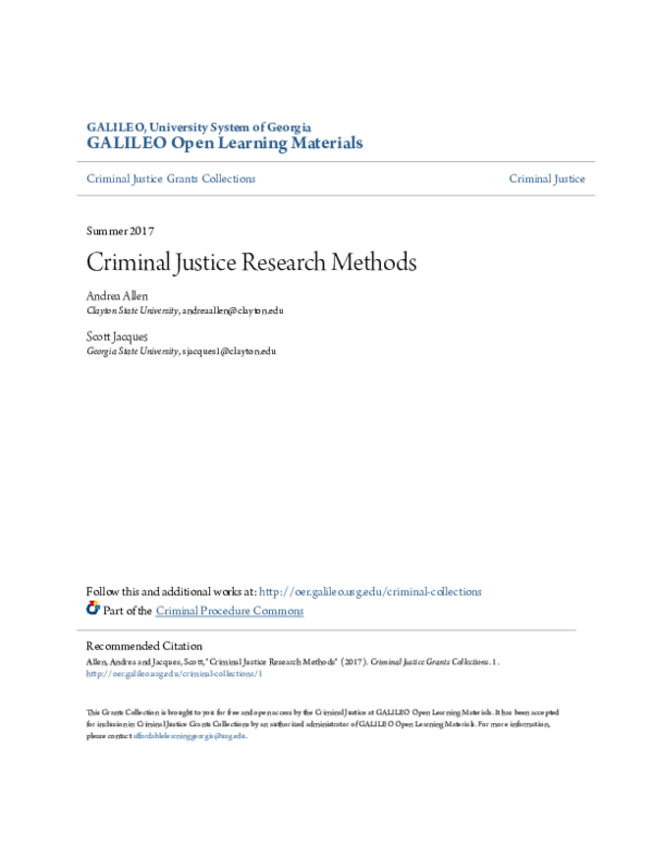 (PDF) Criminal Justice Research Methods