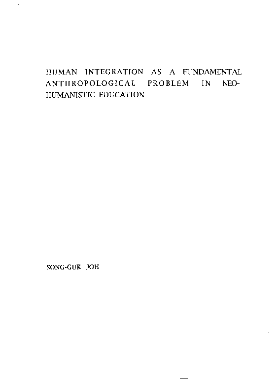 (PDF) Human integration as a fundamental anthropological problem in Neo ...
