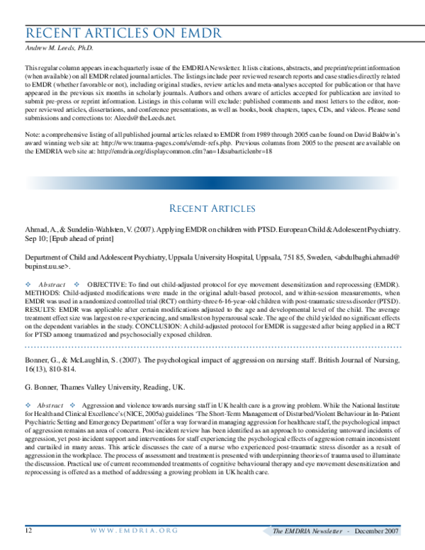 (PDF) The psychological impact of aggression on nursing staff