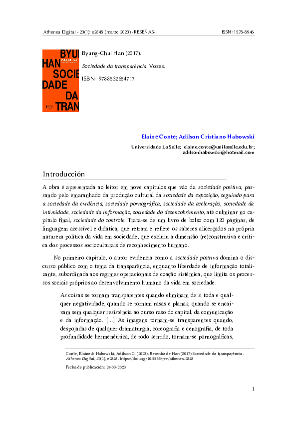(PDF) Resenha de Han (2017) Sociedade da transparência