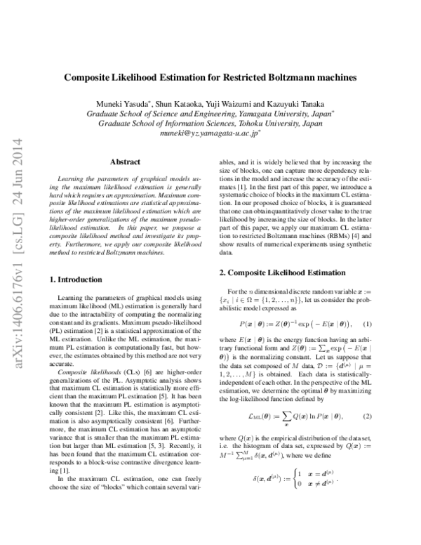 (PDF) Composite Likelihood Estimation for Restricted Boltzmann machines