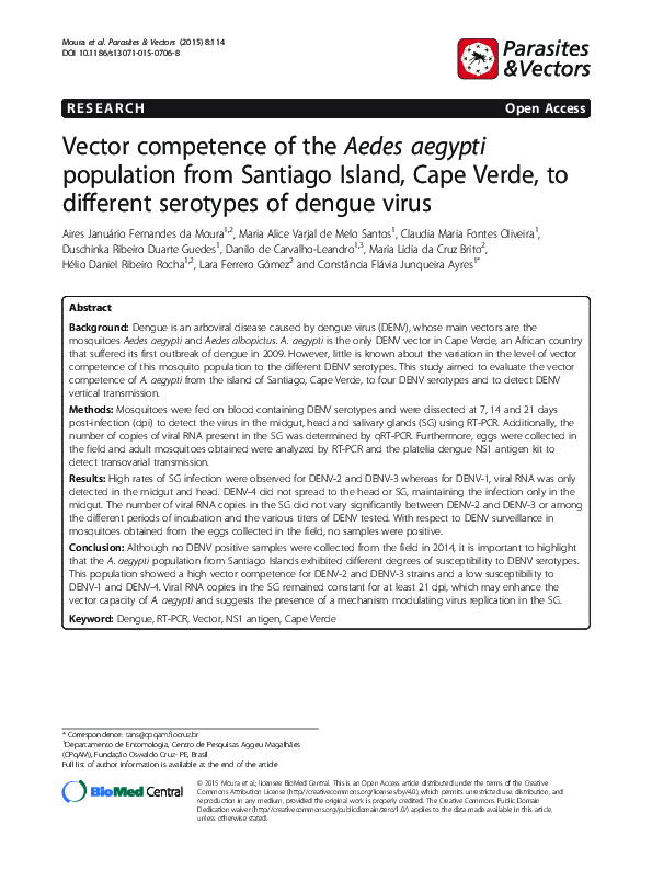 (PDF) Vector competence of the Aedes aegypti population from Santiago ...