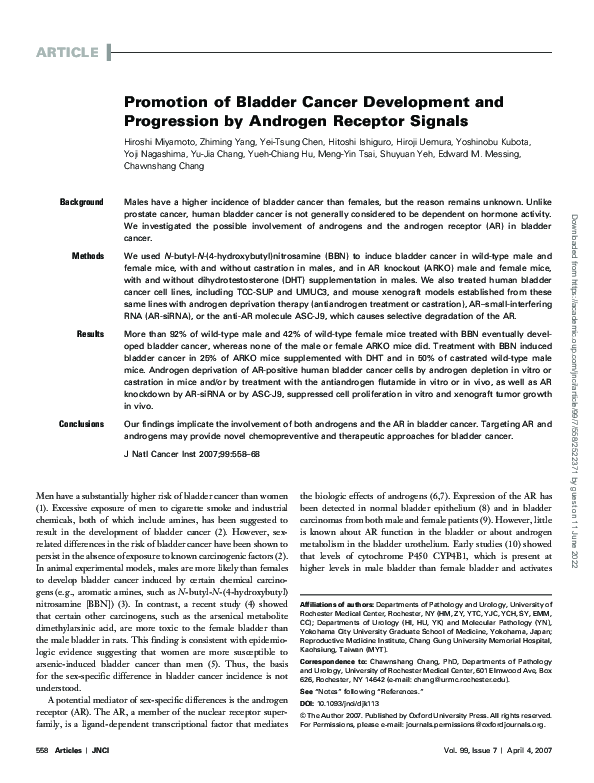 (PDF) Promotion of Bladder Cancer Development and Progression by ...