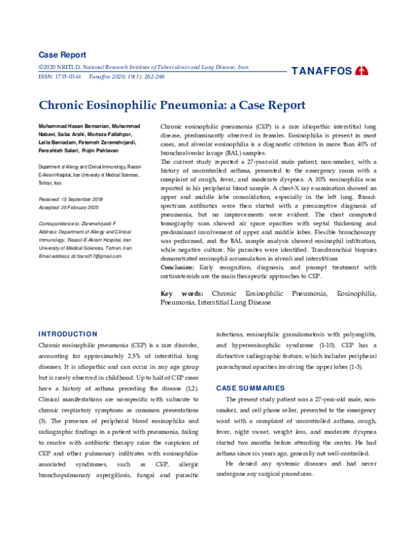 (PDF) Chronic Eosinophilic Pneumonia: a Case Report