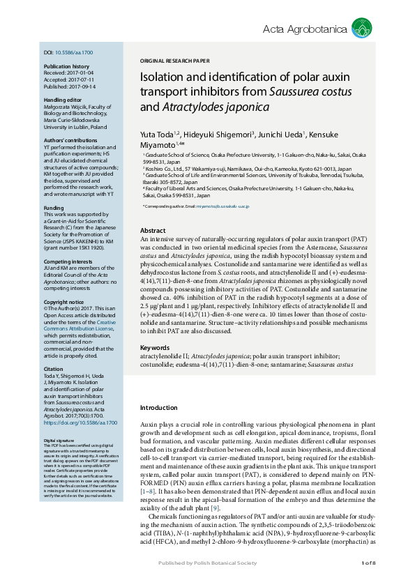 (PDF) Isolation and identification of polar auxin transport inhibitors ...