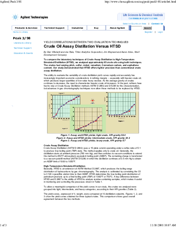 (PDF) Crude Oil Assay Distillation Versus HTSD