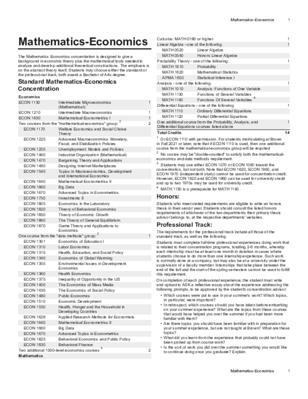 (PDF) Mathematics in Economics