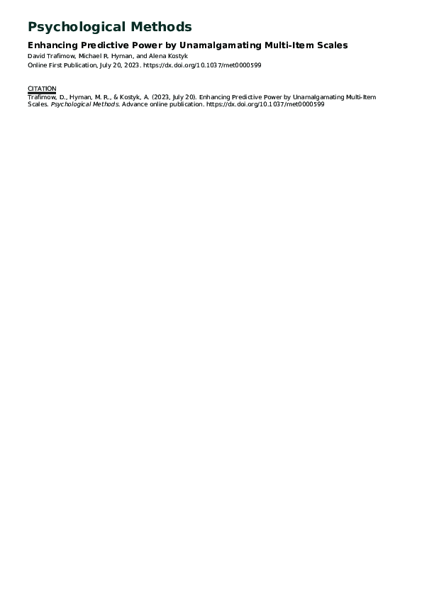 (PDF) Enhancing predictive power by unamalgamating multi-item scales