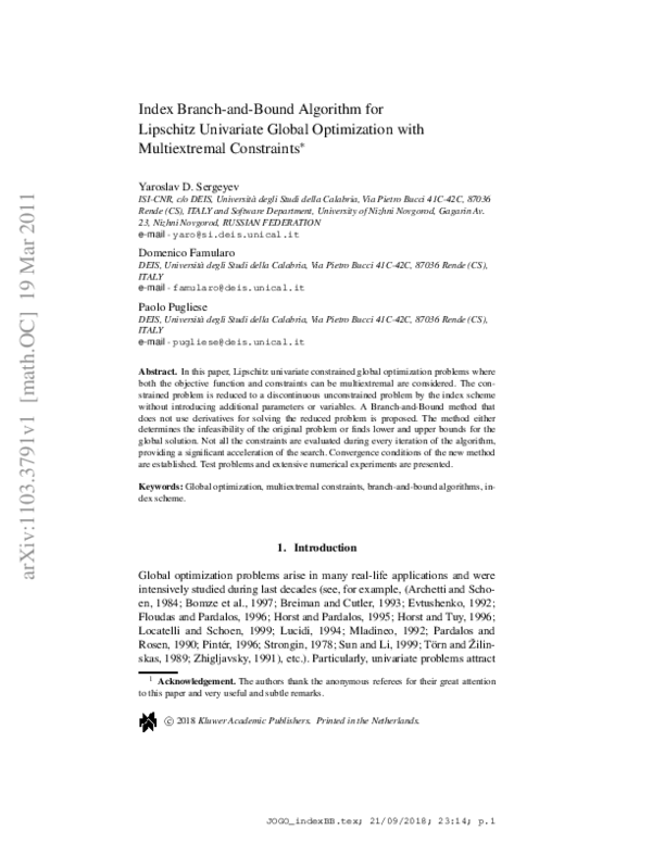 (PDF) Index Branch-and-Bound Algorithm for Global Optimization with ...