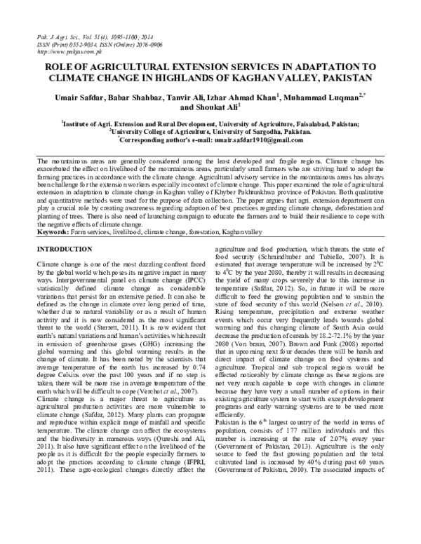 (PDF) Role of Agricultural Extension Services in Adaptation to Climate ...