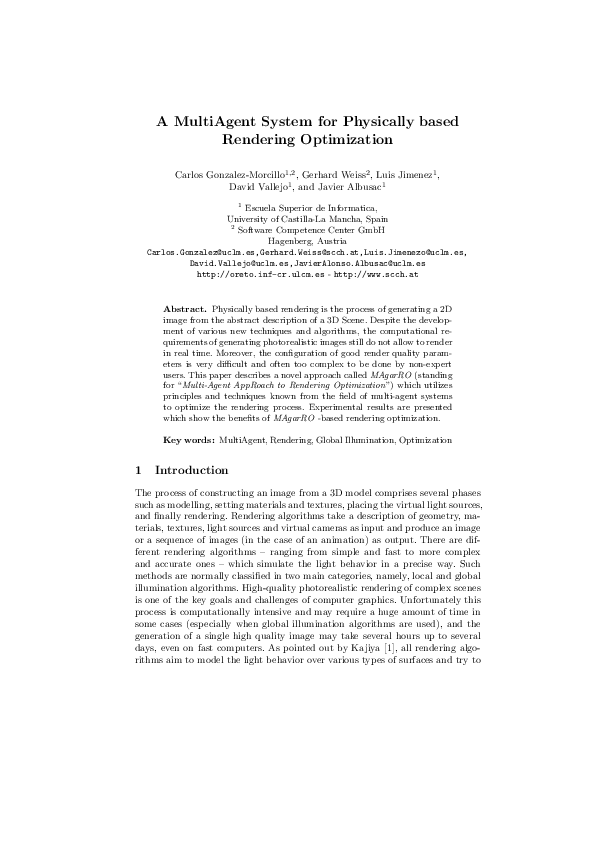 (PDF) A MultiAgent System for Physically Based Rendering Optimization
