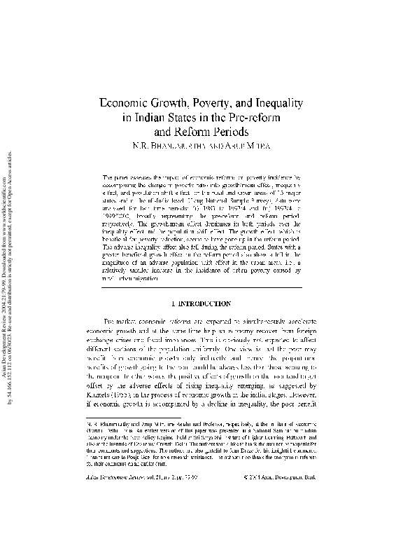 (PDF) Economic Growth, Poverty, and Inequality in Indian States in the ...
