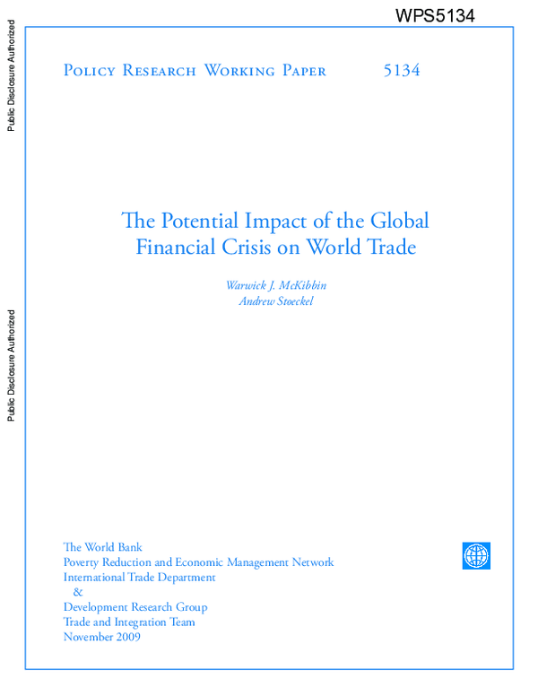 (PDF) The Potential Impact Of The Global Financial Crisis On World Trade