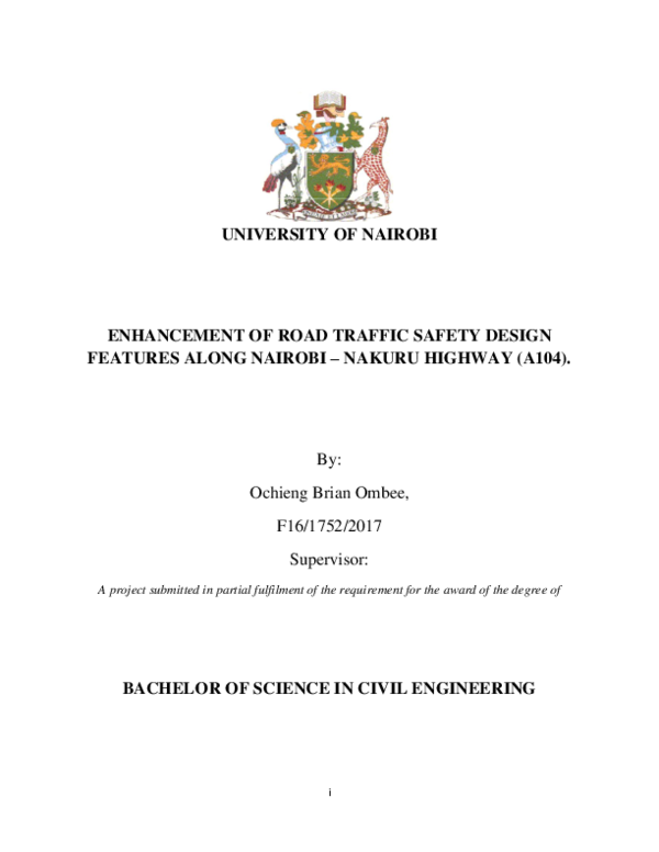 (PDF) UNIVERSITY OF NAIROBI ENHANCEMENT OF ROAD TRAFFIC SAFETY DESIGN ...