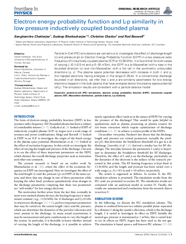 (PDF) Electron energy probability function and L-p similarity in low ...
