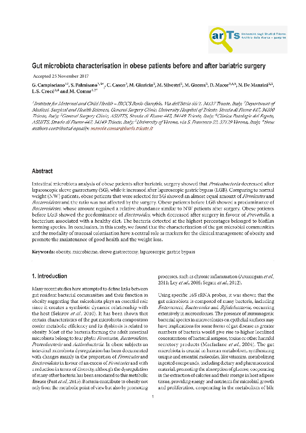 (PDF) Gut microbiota characterisation in obese patients before and ...