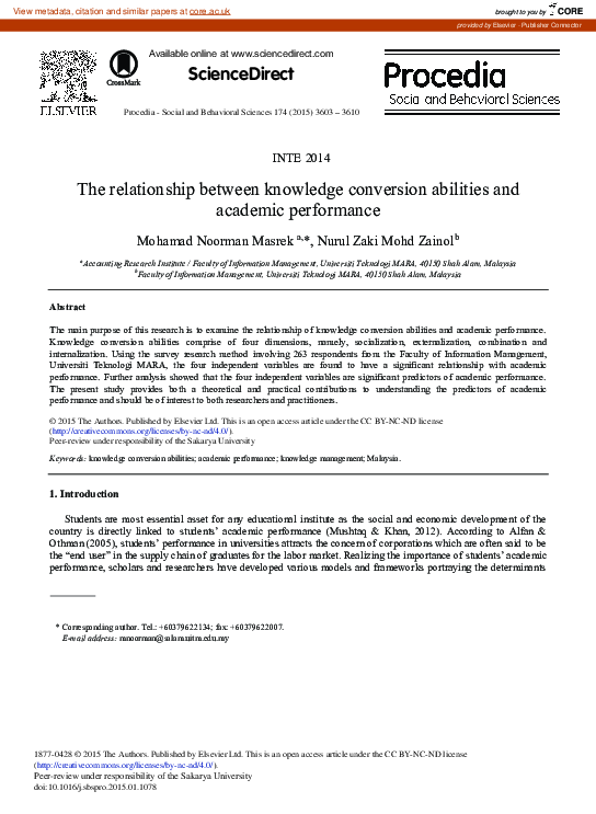 (PDF) The Relationship between Knowledge Conversion Abilities and ...