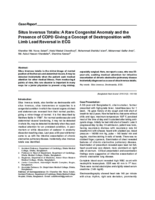 (PDF) Situs Inversus Totalis: A Rare Congenital Anomaly and the ...