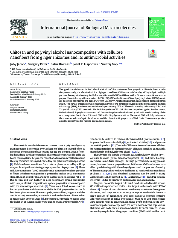 (PDF) Chitosan and polyvinyl alcohol nanocomposites with cellulose ...