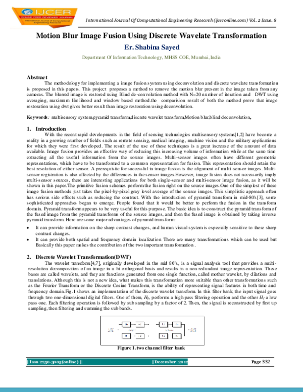 (PDF) Motion Blur Image Fusion Using Discrete Wavelate Transformation