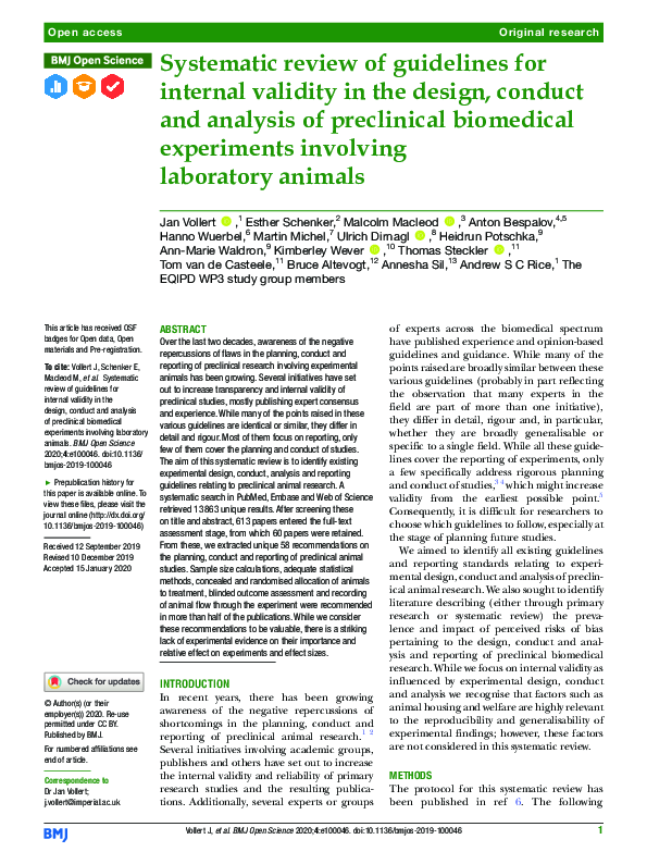 (PDF) Systematic review of guidelines for internal validity in the