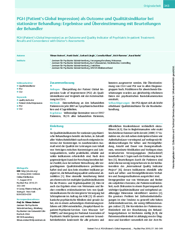 (PDF) PGI-I (Patient's Global Impression) als Outcome und ...