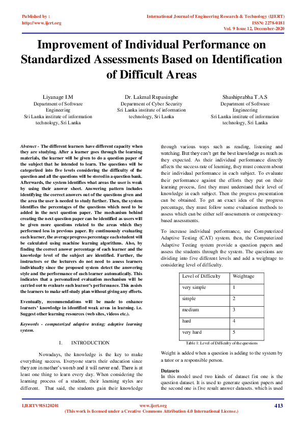 (PDF) Improvement of Individual Performance on Standardized Assessments ...