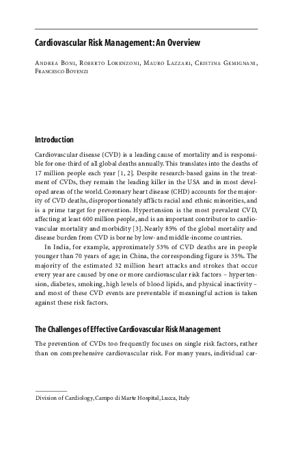 (PDF) Cardiovascular Risk Management: An Overview