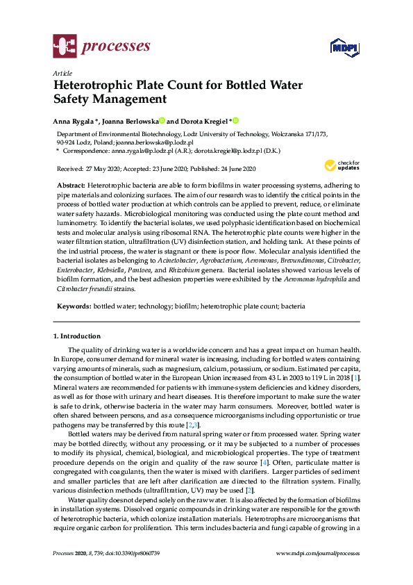 (PDF) Heterotrophic Plate Count for Bottled Water Safety Management