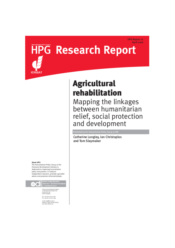 (PDF) Agricultural rehabilitation. Mapping the linkagesbetween humanitarian relief, social