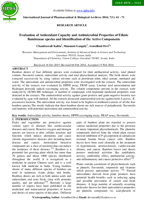 (PDF) Evaluation of Antioxidant Capacity and Antimicrobial Properties ...