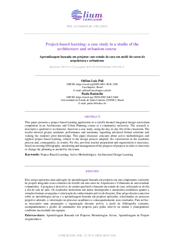 (PDF) Project-based learning: a case study in a studio of the ...