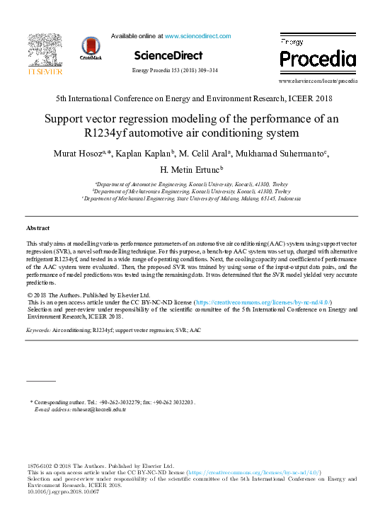 (PDF) Support vector regression modeling of the performance of an ...