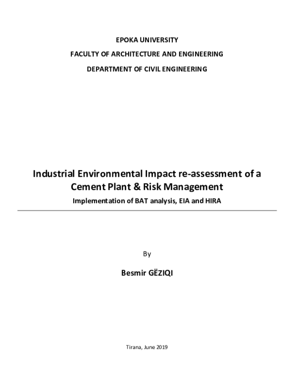 (PDF) Industrial Environmental Impact re-assessment of a Cement Plant ...