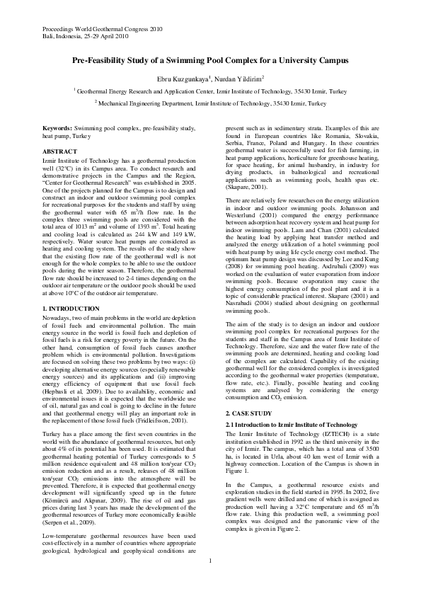 (PDF) Pre-Feasibility Study of a Swimming Pool Complex for a University ...