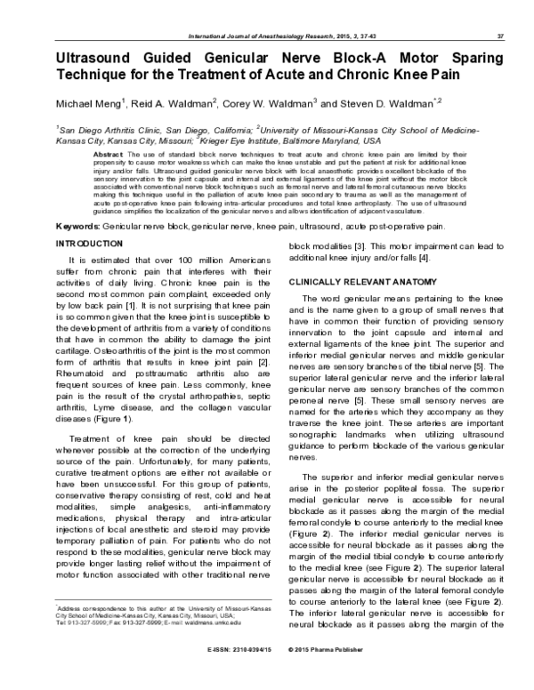 (PDF) Ultrasound Guided Genicular Nerve Block-A Motor Sparing Technique ...