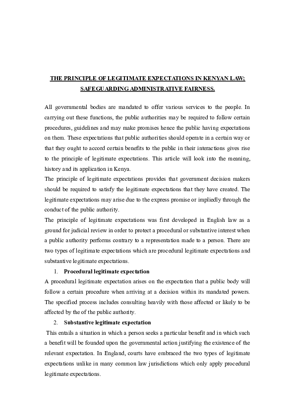 (DOC) PRINCIPLE OF LEGITIMATE EXPECTATIONS