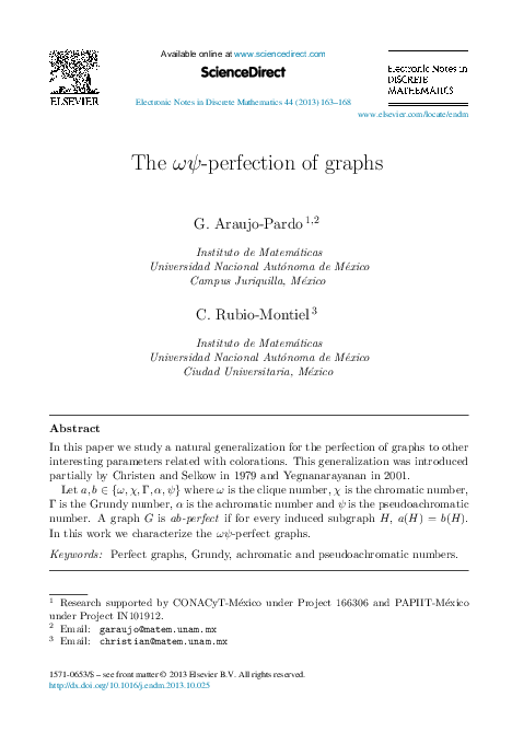 (PDF) The ωψ-perfection of graphs