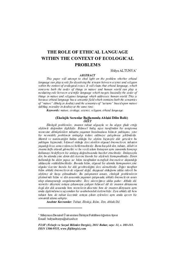 (PDF) The Role of Ethical Language Within the Context of Ecological ...