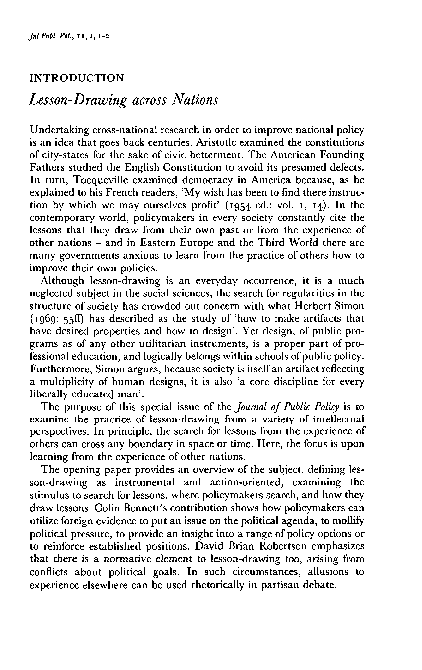 (PDF) Introduction: Lesson-Drawing across Nations