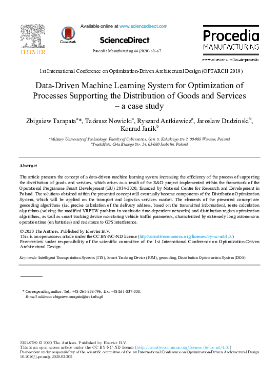(PDF) Data-Driven Machine Learning System for Optimization of Processes ...